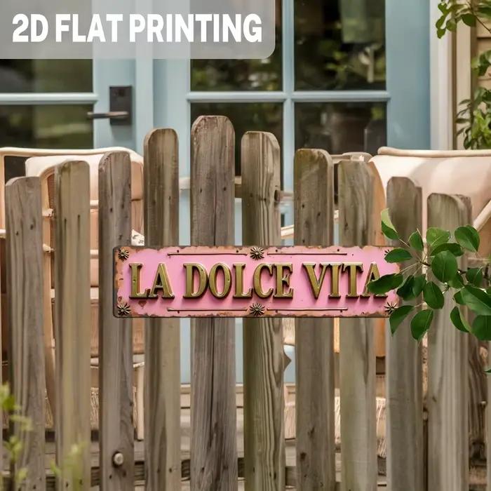 1 pièces "La Dolce Vita" tenture murale en bois 2D rose décoration familiale romantique Plaque de porte de mariage nouveaux mariés amoureux cadeaux de maison