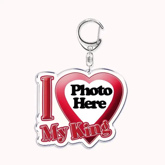Texte personnalisé j'aime mon petit ami petite amie porte-clés porte-clés Photo femme maman papa roi reine porte-clés personnalisés cadeaux