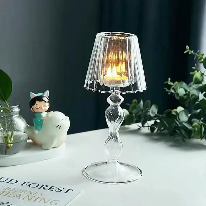 Bougeoir en verre transparent classique pour décoration de maison et événements festifs occasions spéciales