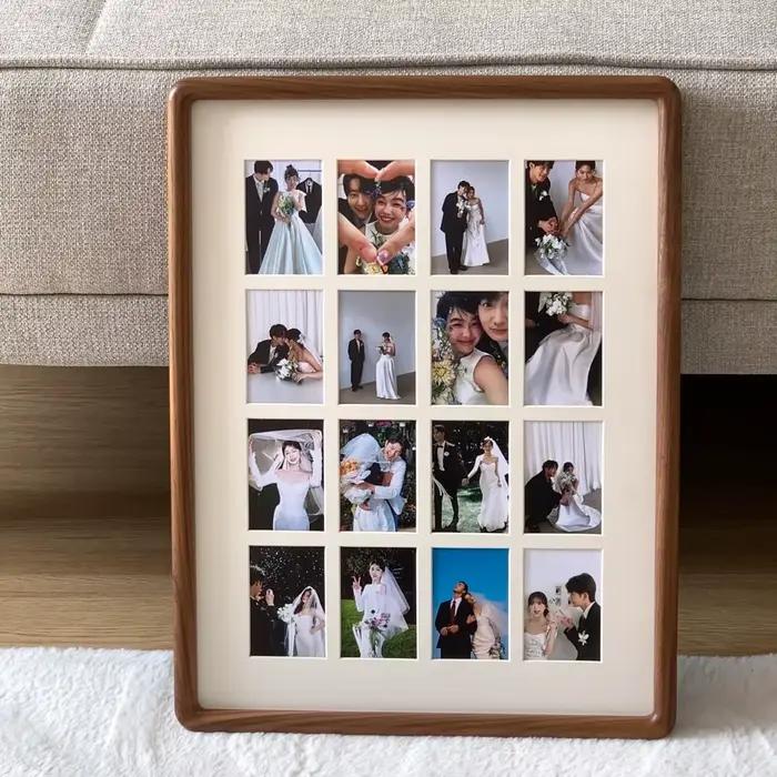 Présentoir de cadre Photo A3 en bois de noyer, pour bricolage, 16 grilles, pour Couple, mariage, grand cadre Photo de haute qualité, décoration de bureau pour la maison, cadeau