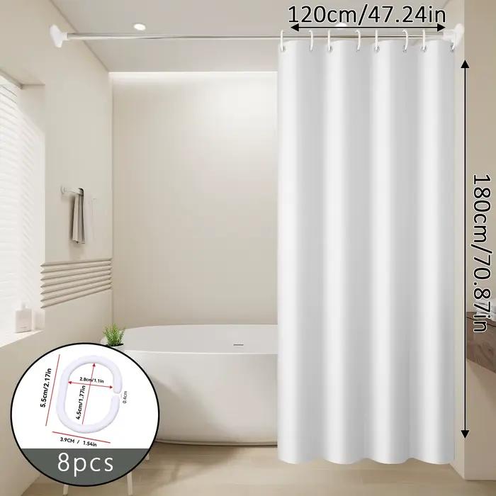 Rideaux de douche minimalistes blancs purs, accessoires de salle de bain imperméables de couleur unie, 1 pièce