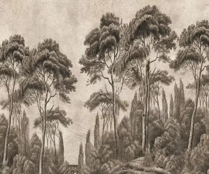 Peintures murales sur mesure représentant des paysages brun foncé