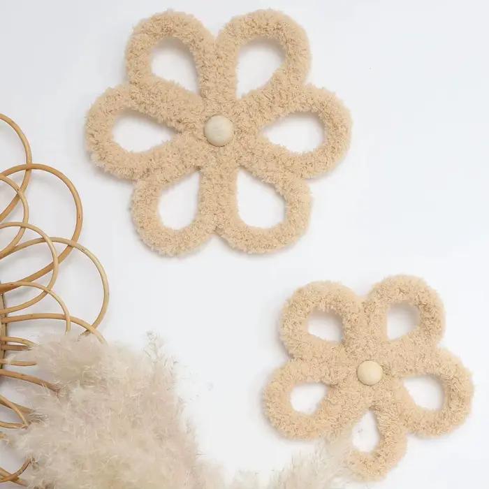 INS nordique bohème tissé marguerite fleur ornements muraux bébé enfants chambre décoration pendentif à la main artisanat pépinière décor Photo accessoires