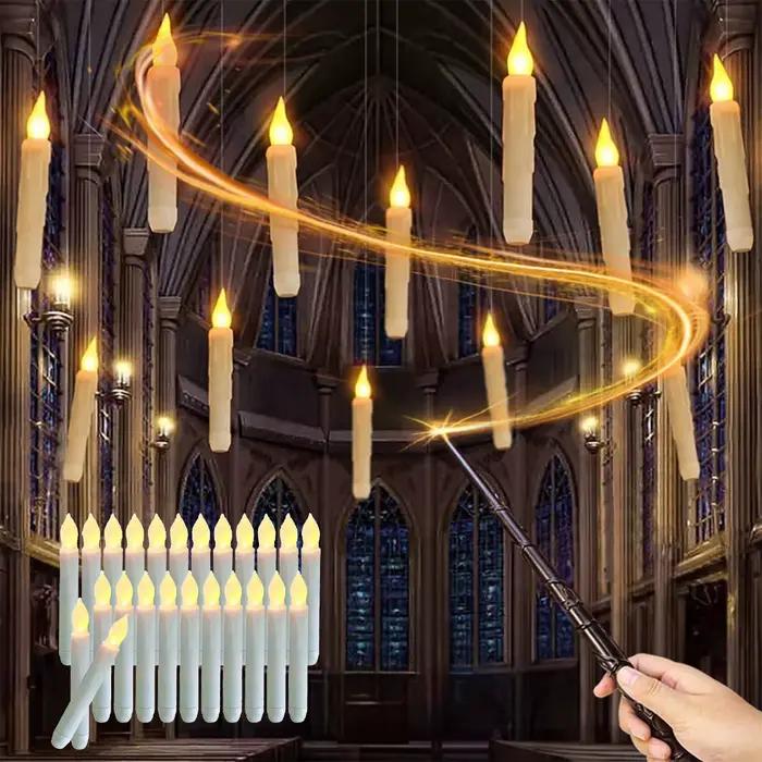 Bougies flottantes magiques avec télécommande, flamme LED réaliste vacillante sans fil pour la décoration Harry Potter