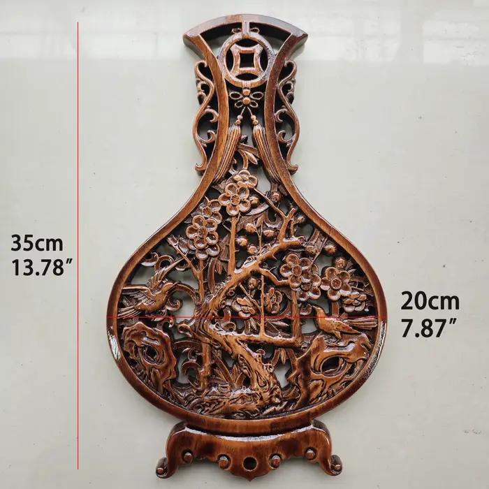 Décoration murale artisanale traditionnelle en bois de camphre sculpté motif fleurs oiseaux pruniers orchidées bambou pour la maison occasions spéciales