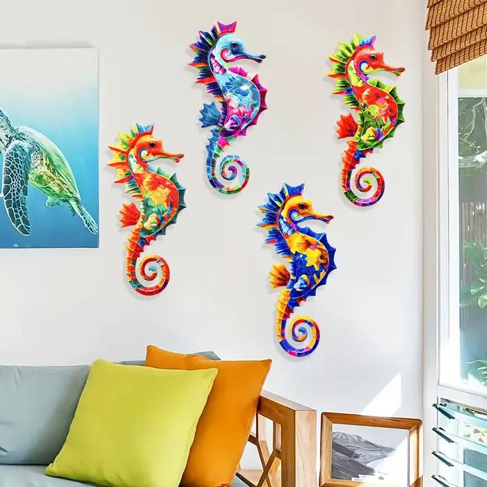 Attrayant métal océan hippocampe décoration murale tenture