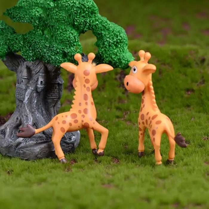 2 pièces girafe Sika cerf rouge Wapiti mignon petite Statue accessoires de décoration de la maison Miniature fille cadeau décor artisanat Figurines
