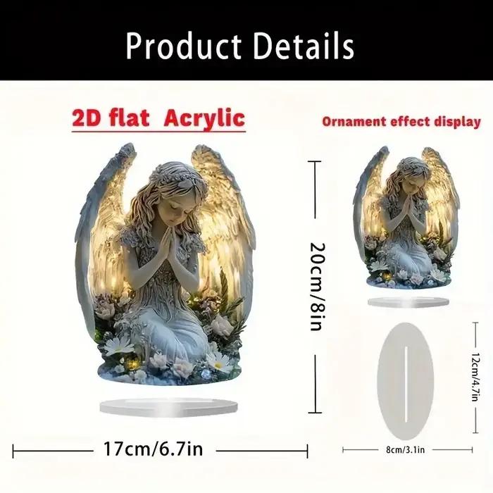 Statue d'ange de prière radieuse – Une décoration de bureau apaisante et chaleureuse