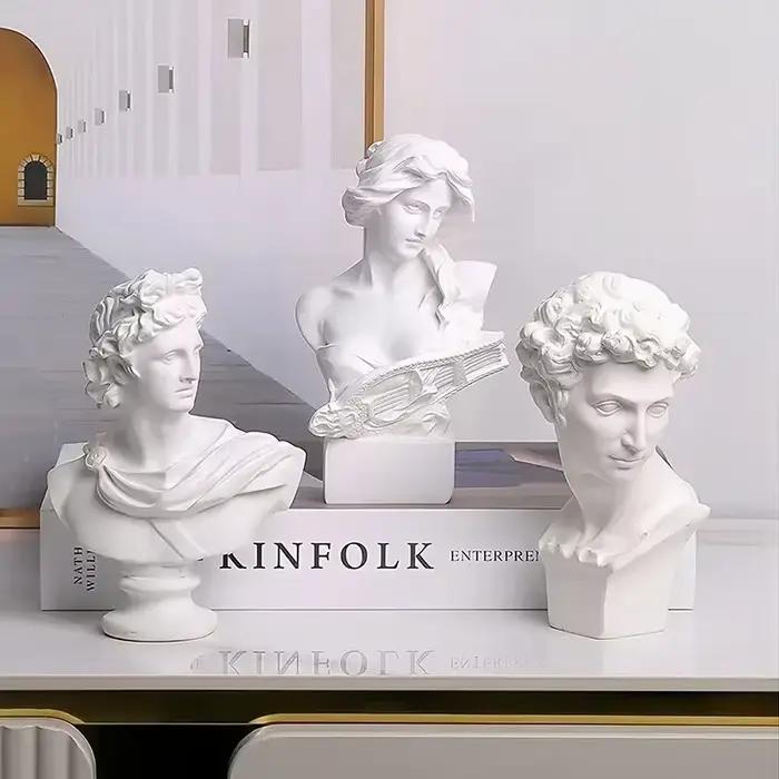 Statue buste en résine de Michelangelo David grec