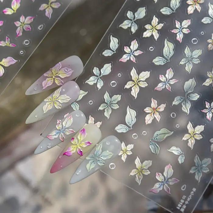 Autocollants 5D en relief de fleurs de lys colorées
