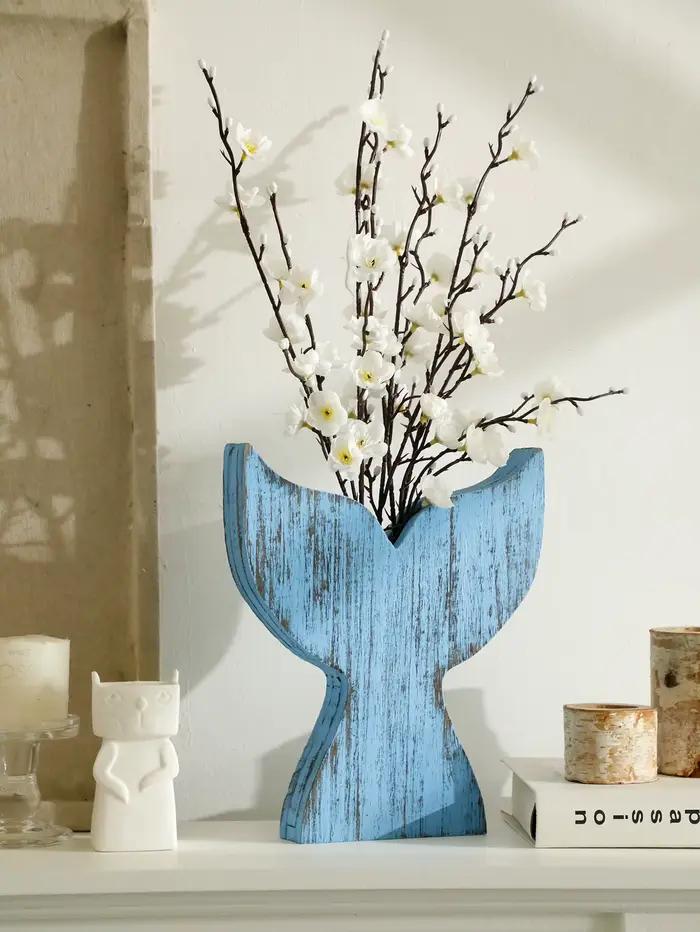 Vase nautique en bois, queue de baleine et planche de surf
