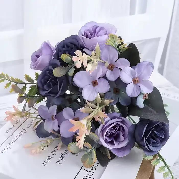Roses artificielles d'automne en soie, décoration de maison, pivoine, hortensia, grand Bouquet de mariée, mariage, fête à domicile, décoration DIY, fausses fleurs