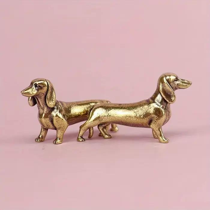 Statue de teckel en cuivre pur, Figurines Vintage en laiton, décoration de maison, ornement de bureau, Miniatures, thé Antique, artisanat pour animaux de compagnie, cadeaux