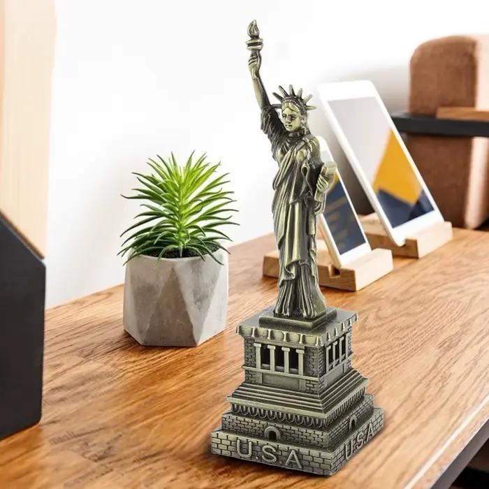 Statue de la Liberté de 5,9 pouces, modèle antique en bronze métallique, modèle de bâtiment en métal, mini sculpture de bureau, décoration d'intérieur