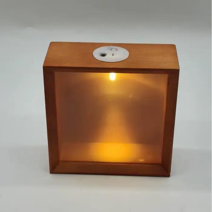Cadre lumineux LED double face 3D en bois, boîte à ombre, vitrine d'affichage, cadre photo transparent lumineux pour cadeau ou chevet