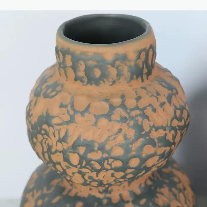 Vase en céramique peint vintage, décoration de table, arrangement de fleurs, pots de fleurs, surface irrégulière, vases rétro, décoration esthétique de la pièce