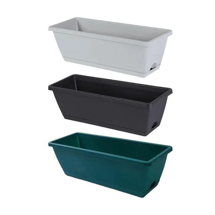 Jardinière de boîte de fenêtre rectangulaire, 2 pièces, organisateur de décoration avec trous de Drainage, Pot de plantes pour jardin extérieur, plantes d'intérieur, maison