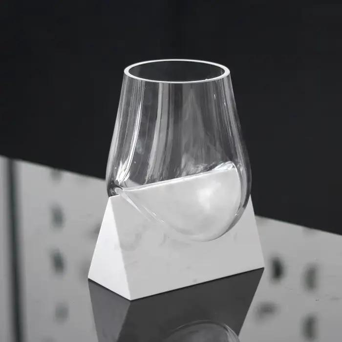 Vase en verre avec base en marbre, vase à fleurs abstrait irrégulier et fluide, hydroponie, terrarium, accessoires pour arrangements floraux, décoration de la maison