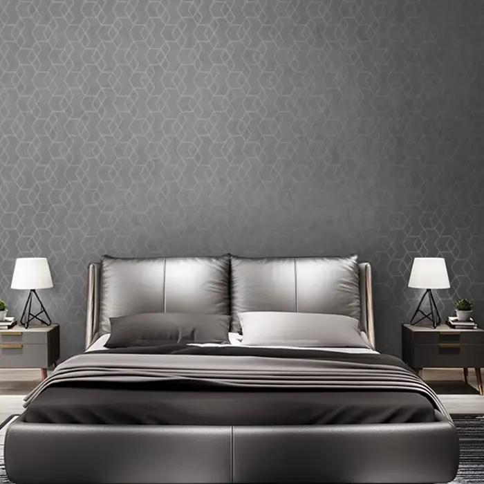 Rouleau de papier peint géométrique de luxe gris foncé