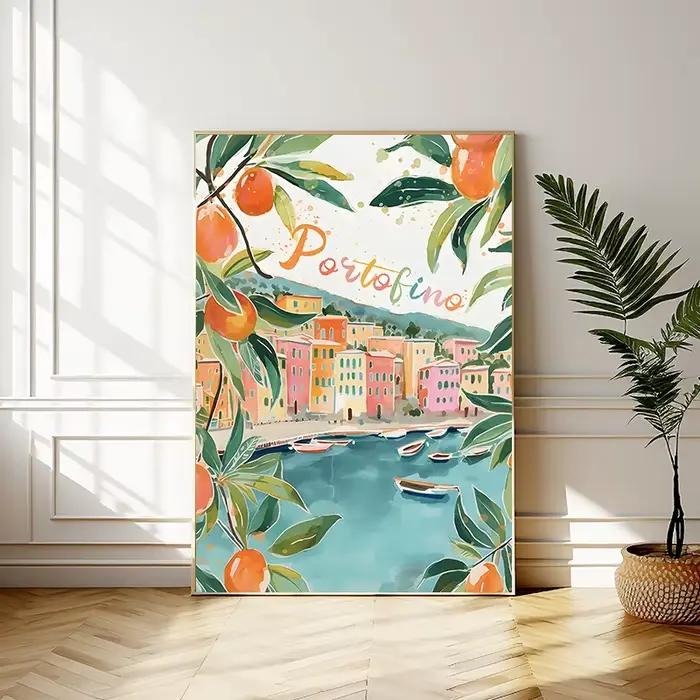 Affiches et imprimés de citron La Dolce Vita, peinture sur toile rétro Spritz, Santorin italie, affiche d'art murale de voyage, décor de salon