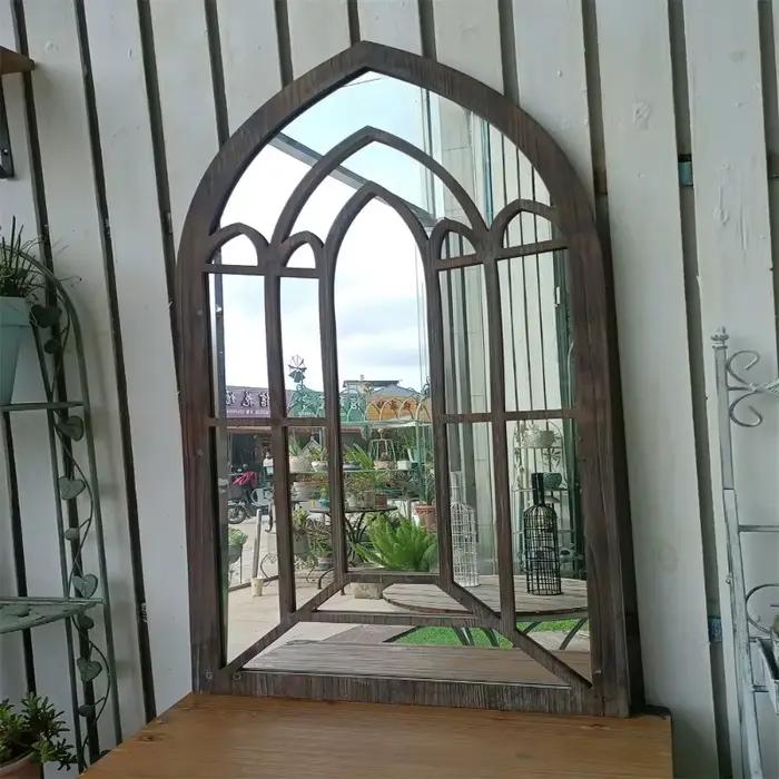  Miroir mural de campagne française – Accent suspendu Vintage en bois massif pour ferme