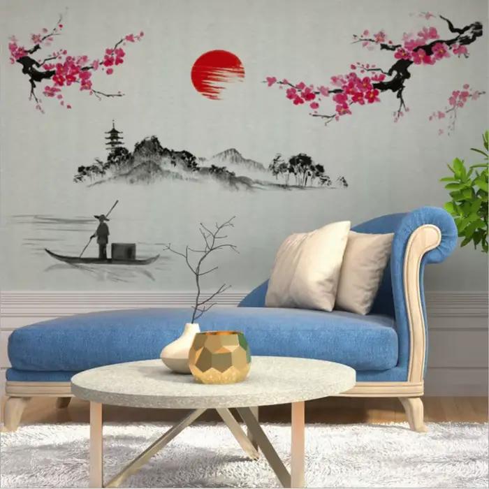 Autocollants muraux Sakura en PVC pour la décoration de maison, nouveau classique, stickers muraux pour salon chambre bureau occasions spéciales