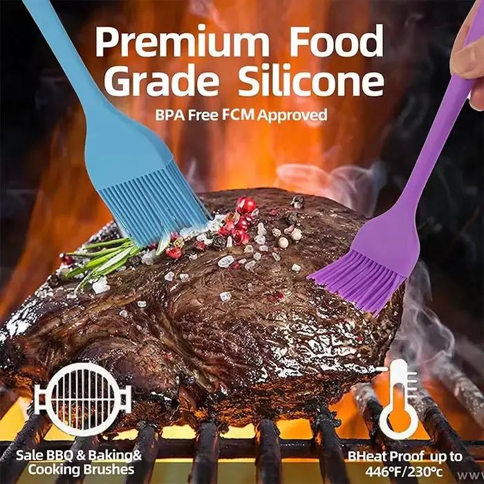 Pinceau de cuisine en silicone amélioré, résistant à la chaleur, pour pâtisserie, huile, barbecue, cuisson et grillades