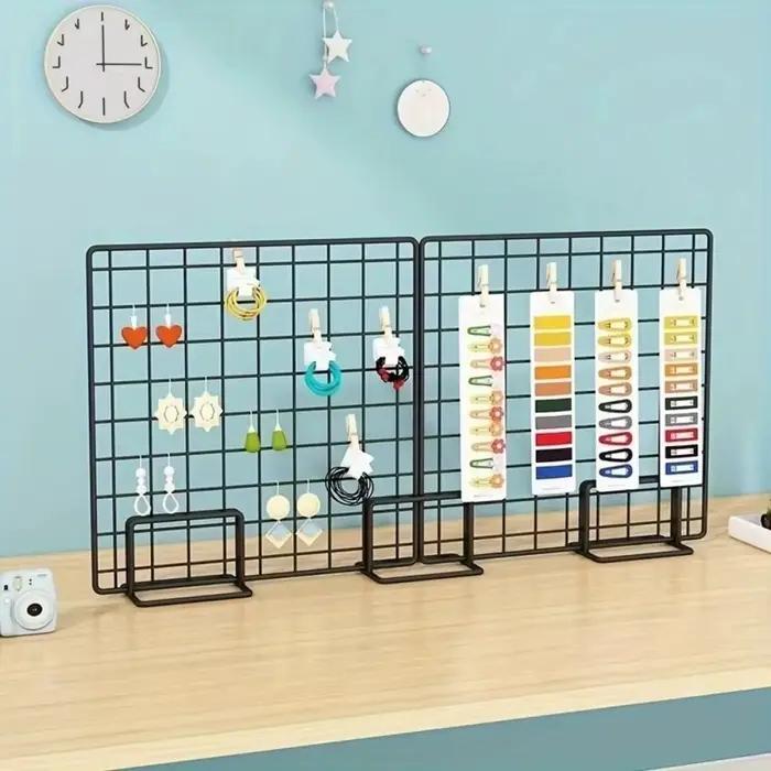 Présentoir à grille moderne en métal avec base support de rangement cadre de grille pour bijoux occasions spéciales
