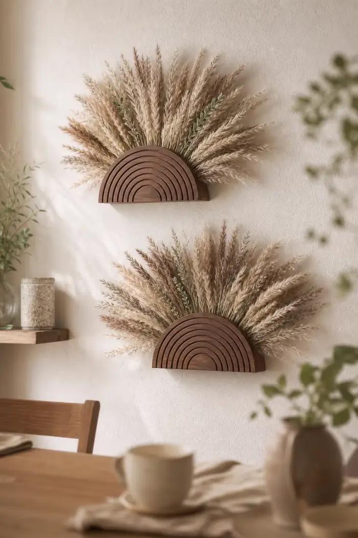 Jardinière murale rustique en bois arc-en-ciel, vase de rangement, style bohème et ferme, pour salon, entrée, fleurs et herbes séchées, décoration murale pour la maison