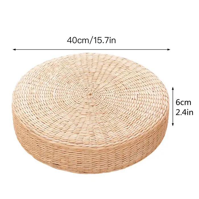 Pouf rond en paille naturelle tissée à la main