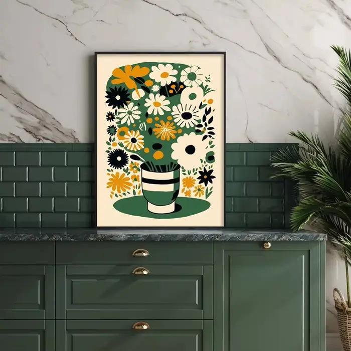 Affiche à motif de fleur de déformation d'extrusion géométrique abstraite de dessin animé