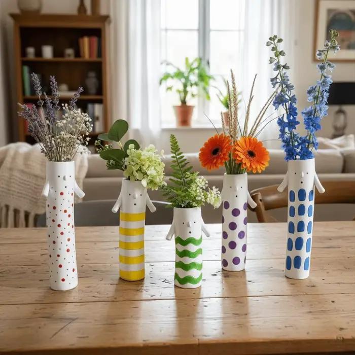 Porte-fleurs en résine peinte de style bohème
