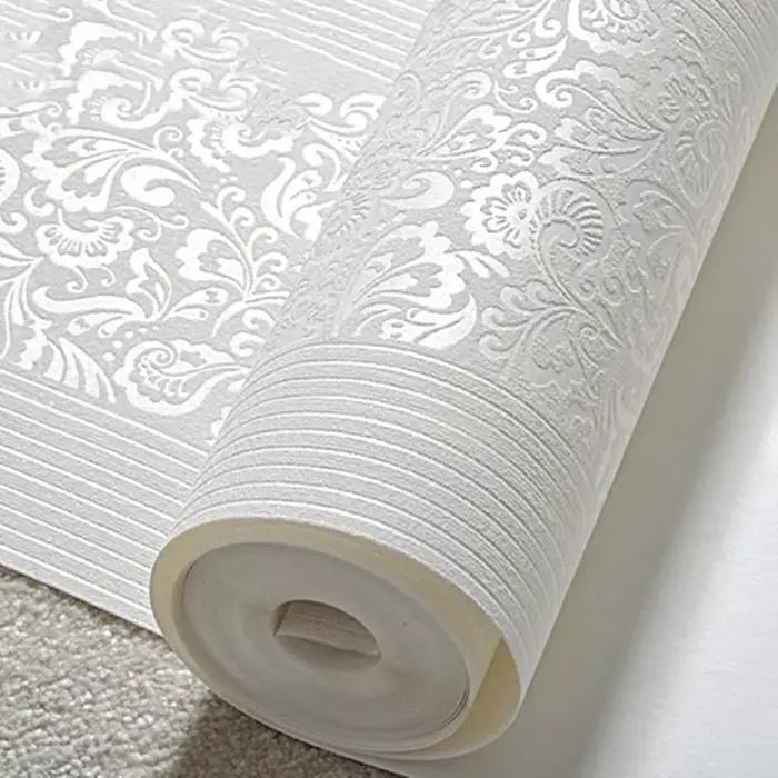 Papier Peint Moderne et Simple à Rayures Verticales Blanches