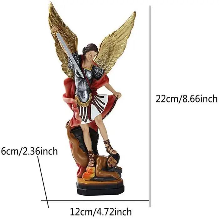 Statue d'ange Saint Milka classique en résine, ange tueur de dieu démon, Sculpture d'épées d'ange, Statue religieuse faite à la main
