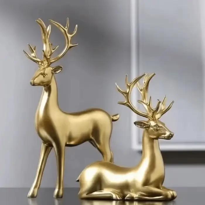 Ornement de bureau de cerf créatif, Sculpture de renne moderne et mignonne, Position assise/de pied, Statue de cerf de noël Durable