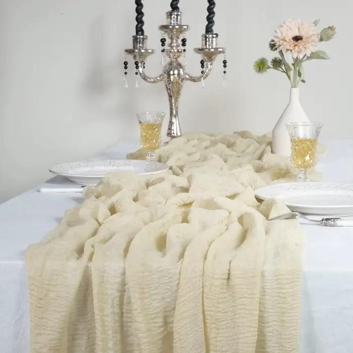 Chemin de Table en gaze vert sauge, nappe en tissu Boho pour mariage, décor de réception-cadeau pour bébé, fête d'anniversaire de saint-valentin
