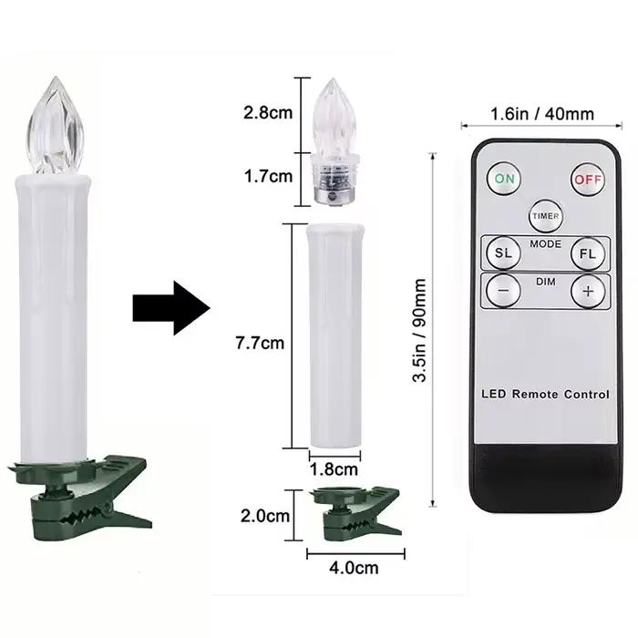 Bougie LED réaliste à effet de flamme vacillante, 200 heures, avec télécommande et minuterie, lumière chaude, pour cadeau, décoration intérieure, centre de table, mariage, lumières d'arbre artificiel
