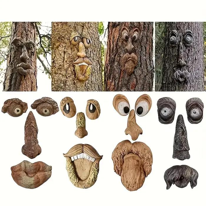 Statues de visage d'arbre d'extérieur