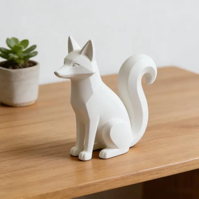 Jolie statue de renard de bureau 3D – Décoration créative