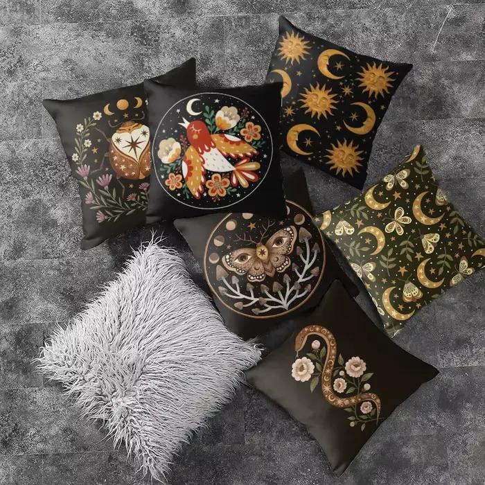 Housse de coussin noire, taie d'oreiller pour salon, Funda Cojin 45*45, décor de ferme, décoration nordique pour la maison