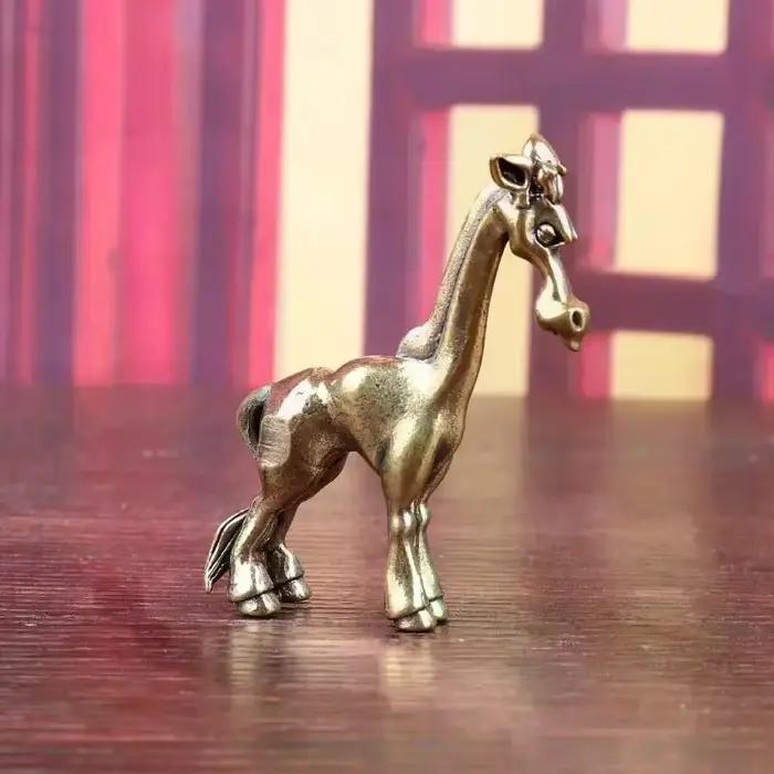 Petite Statue de cheval en laiton Antique, ornement de bureau, Figurines d'animaux Vintage, artisanat de décoration miniature