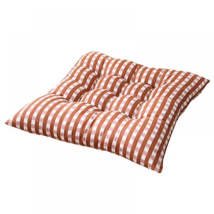 Coussin de siège de chaise carré à carreaux avec sangle coordonnante