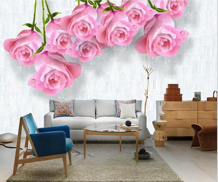 Papier peint nordique moderne rose sur mesure beibehang fond d'écran en soie résistant à l'humidité et aux moisissures absorption du son et isolation thermique pour salon chambre à coucher étude cuisine chambre d'enfants maison de mariage chambre des aînés ```