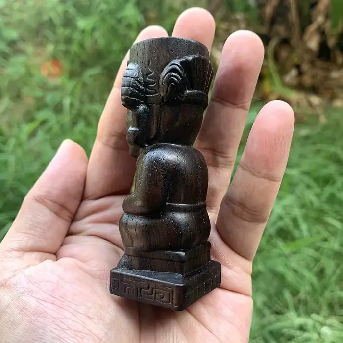 Ornement de colonne totem aztèque en bois sculpté à la main de 3