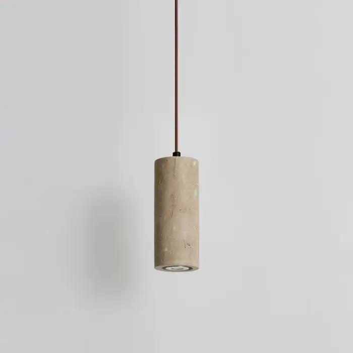 Lampe en Travertin Jaune Suspendue au Design Rétro