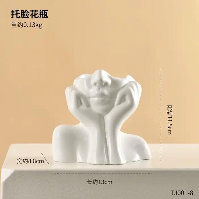 Vase à tête féminine en résine unique pour décoration intérieure et extérieure, décoration d'Halloween et de Noël, sculpture d'art contemporain pour jardin et salon