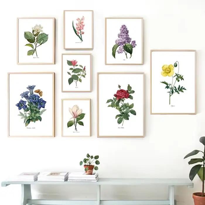 PJ. Affiches et imprimés Vintage de fleurs de Redoute