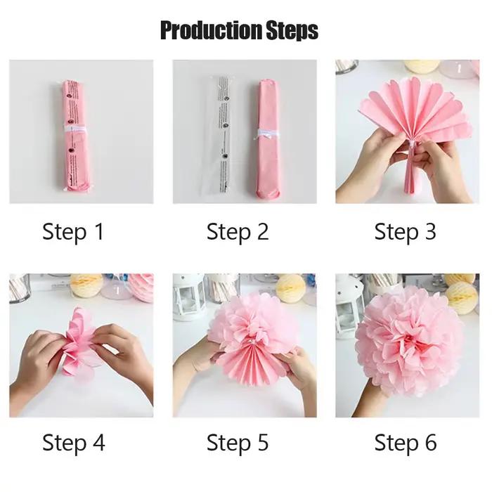 Kit de pompons en papier suspendus de tailles variées