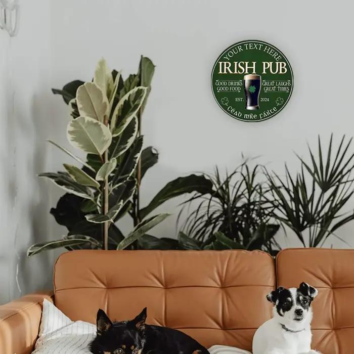 Panneau en aluminium personnalisé 8x8 pouces pour pub irlandais - Nom