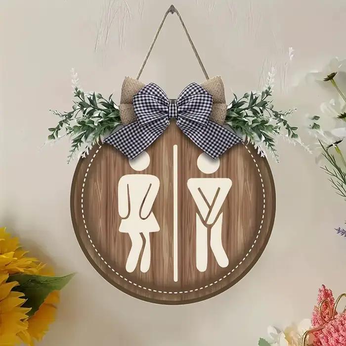 1 plaque de signalisation WC rustique en bois